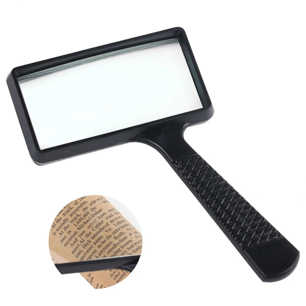 

5X Jewelry Identify Magnifying Glass Old Man Multi Use Reading Students Long Handle Portable Rectangular Shape Pocket Inspection