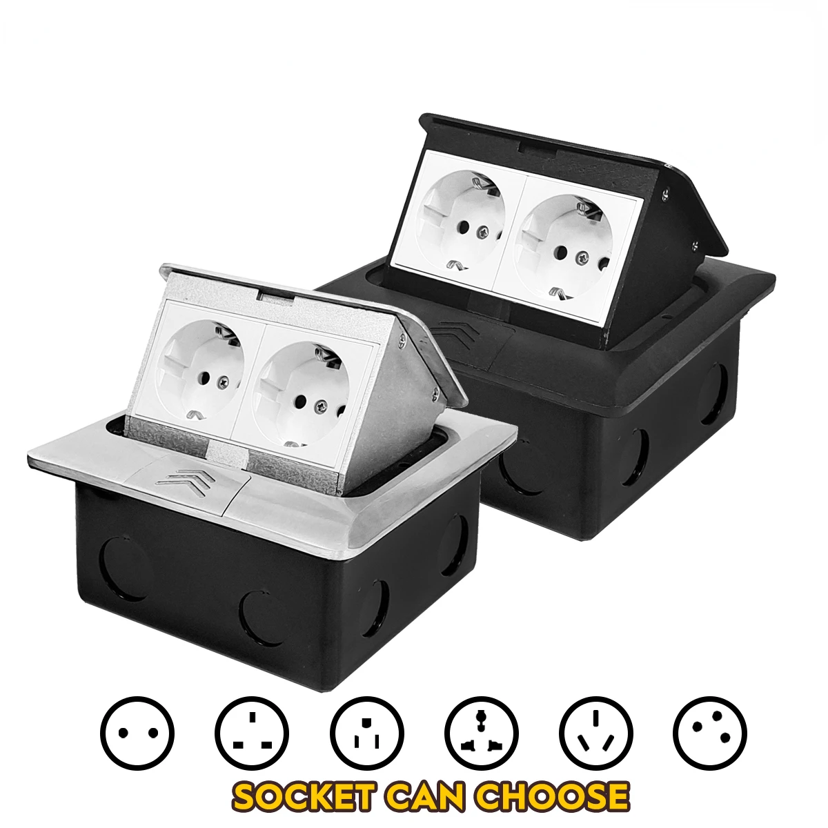 

145 EUR Standard Pop Up Floor Socket All Metal Panel Silver Black Table Desk Wall can Install Kitchen Workshop White French UK