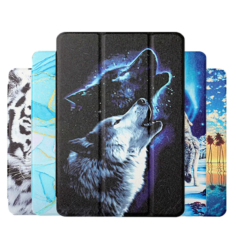 

For iPad Air 5 10.9 2022 A2588 A2589 A2591 Case Air 4 10.9 2020 Silk Pattern Tri-Fold Stand Case Single Bottom Side Tablet Cover
