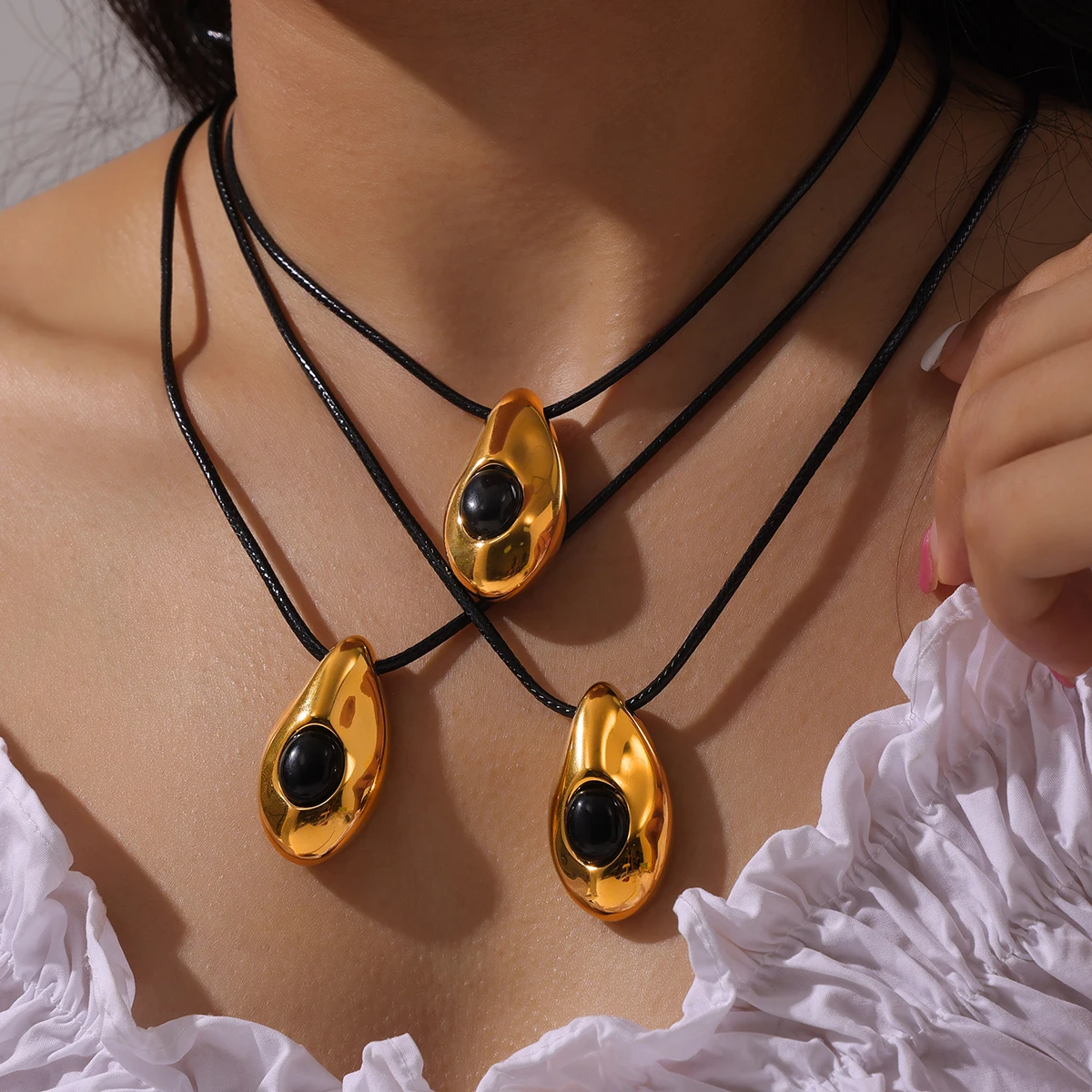 Modny naszyjnik z łańcuszkiem naturalnego agatu dla kobiet hurtową biżuterią ze stali nierdzewnej