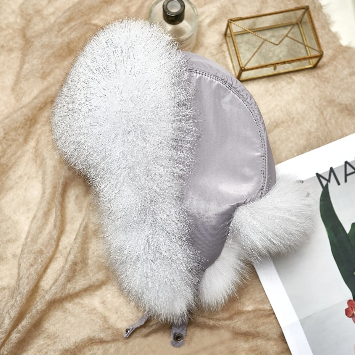 

Ушанка зимняя качественная шапка-ушанка из 100% меха Русская Шапка из натурального меха плотная теплая Женская модная шапка из натуральной ткани чернобурка