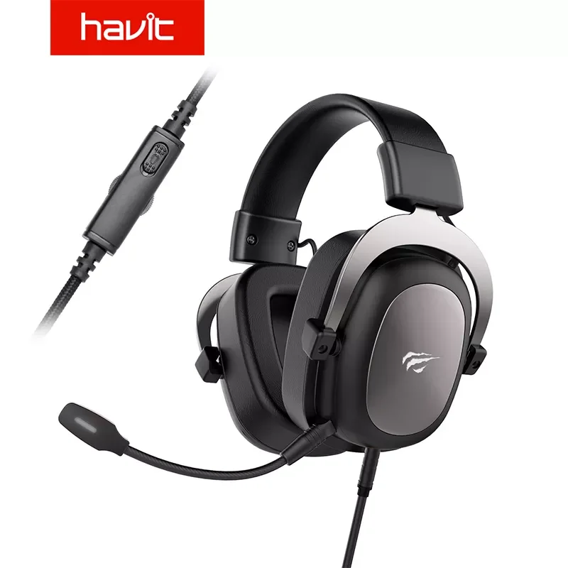 

Гарнитура HAVIT для геймеров, проводная гарнитура для ПК, USB 3,5 мм, XBOX/PS4, с объемным звуком 53 мм и HD микрофоном для компьютера, ноутбука H2002d