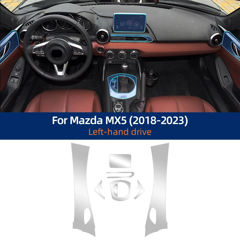 Предварительно вырезанная пленка для салона автомобиля PPF для Mazda MX5 2022 2023, защитная пленка для краски, консоль, царапины, прозрачная пленка из ТПУ, ремонт