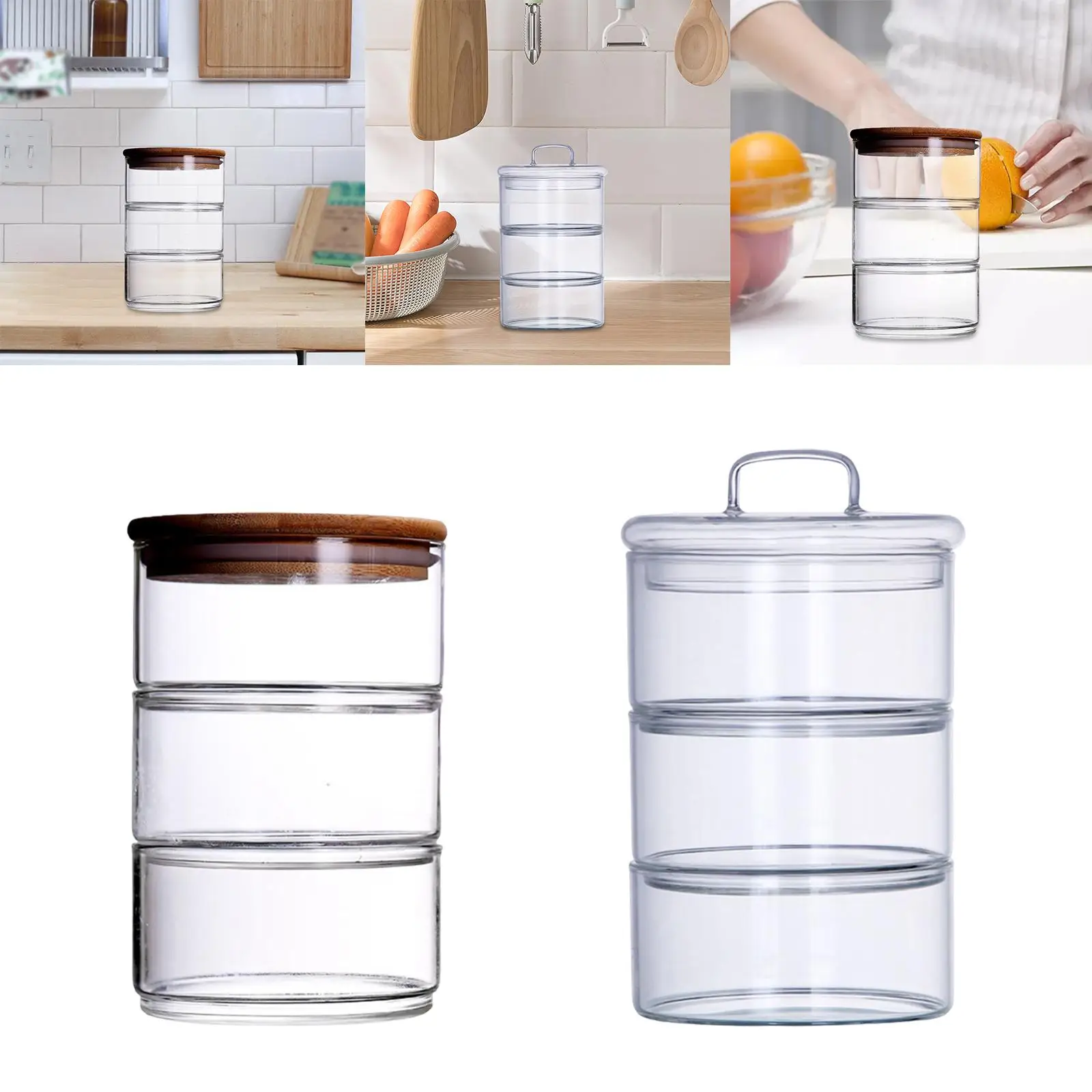 Glass Storage Jar Salad Fruit Bowl Airtight Grain Container for Cupboard images - 6