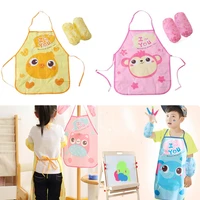 1 set creative lovely junior chef children waterproof painting cooking family outings supplies apron and sleeve set