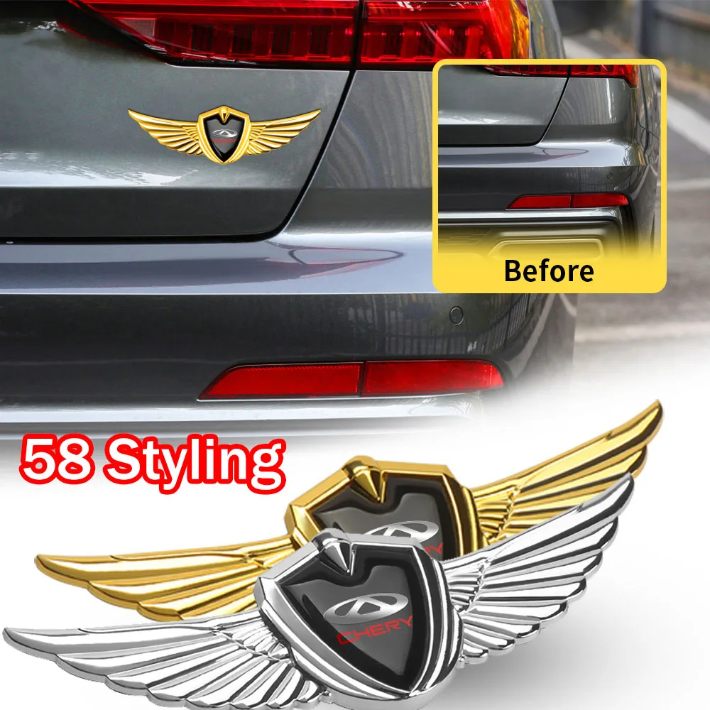 

New Car Badge Wing Body Trunk Decor Sticker For Chery Tiggo 7 Pro 8 4 5 3 2 T11 5X Amulet Fora QQ IQ Fulwin Arrizo 5 Car Styling