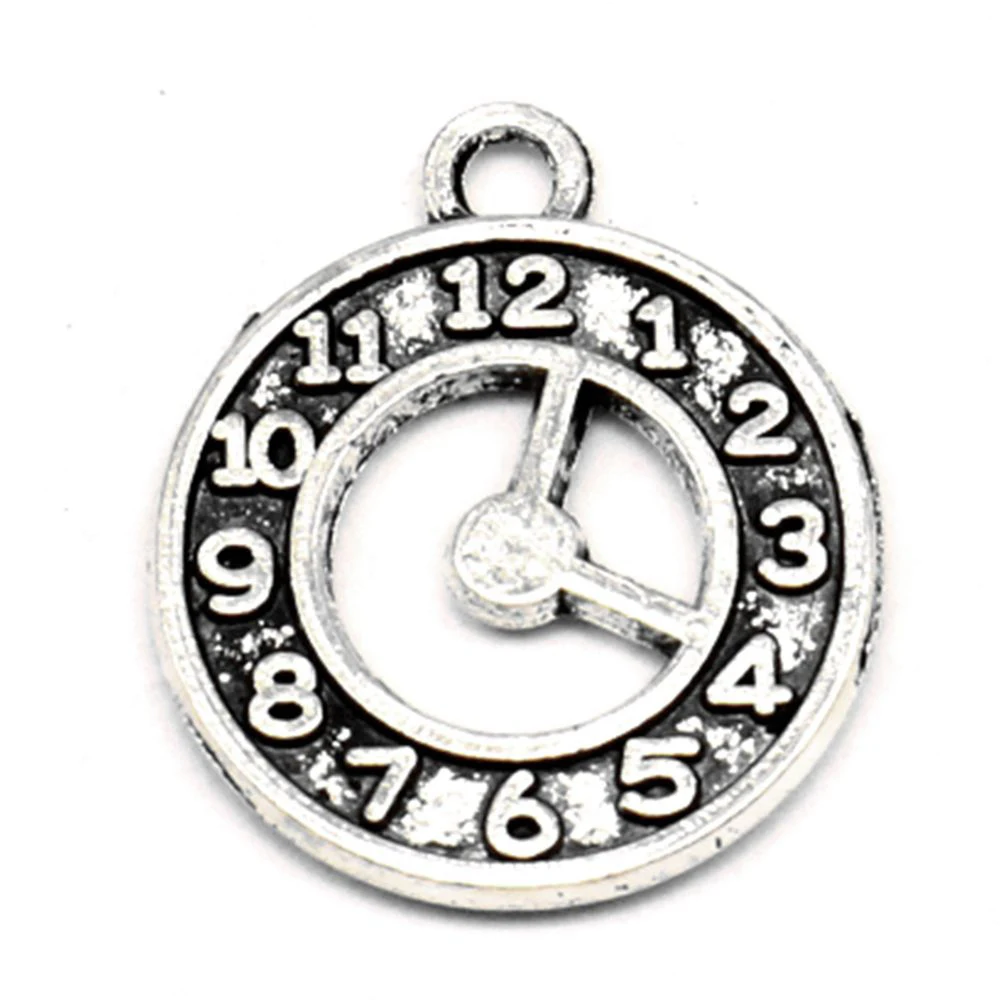 

50pcs Wholesale Jewelry Lots Clocks Charms Pendant Supplies For Jewelry Materials 19x22mm
