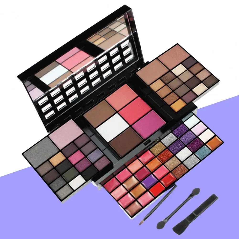 

Палитра нежирных теней с кисточкой, матовые тени для век, многофункциональная пудра, румяна, косметический набор для помады