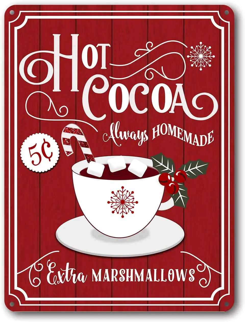 

Goutoports Christmas Decor Signs Farmhouse Decorative Red Hot Cocoa Vintage Wall Decorations - Cup of Cocoa 7.9x11.8 Inch