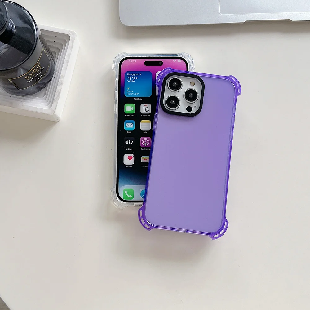 Frosted Simple Solid Color Phone Case for iPhone 11 14 12 13 Pro Max Four-corner Anti-falling Protective Cover