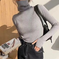 winter knitted western style turtleneck long sleeves heaps collar finger fit design tight sweater women