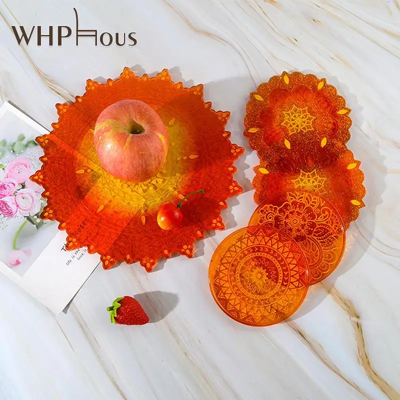 

Mandala Round Shape Coaster Resin Silicone Mold Casting Molds For Tray Jewelry
