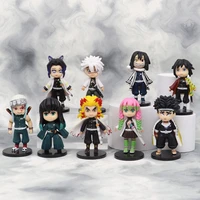 q version of ghost killing 9 piece set of yanzhu doll animation characters hand made blind box and vehicle mounted ornaments