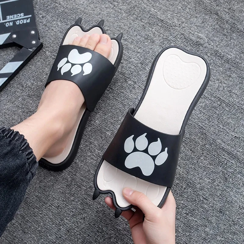 Cute Cat Paw pantofole per donna Indoor bagno scarpe da donna flip coppie estate Outdoor Cuddy Cartoon Slides sandali pantofola