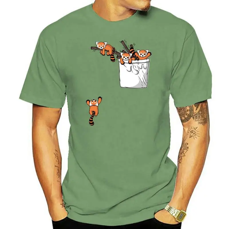 

Red Panda T Shirt Pocket Red Panda Bears T-Shirt Graphic Male Tee Shirt Oversized Awesome Classic 100 Cotton Short-Sleeve Tshirt