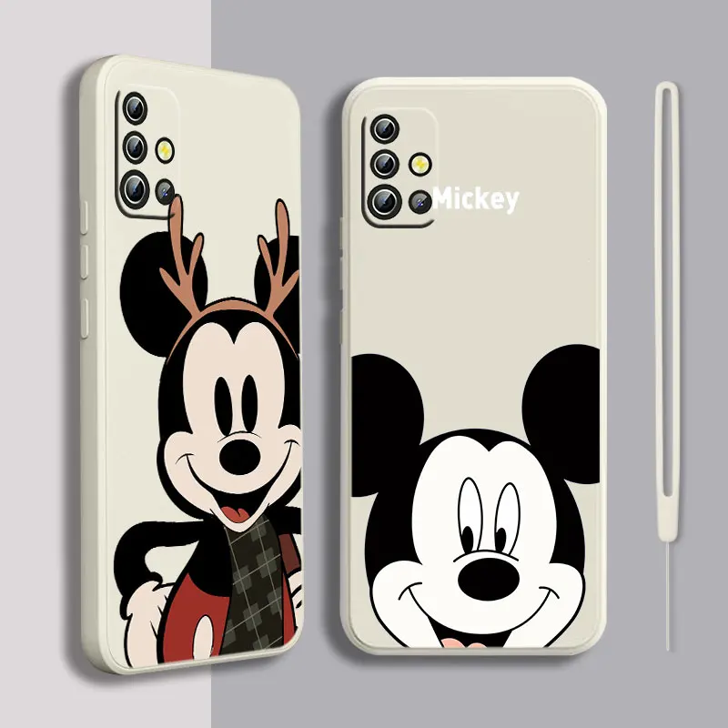 

NEW Christmas Mickey Mouse Phone Case For Samsung A22 A30S A30 A31 A32 A33 A42 A50 A51 A52 A53 A71 A72 A73 Liquid Rope Soft Back