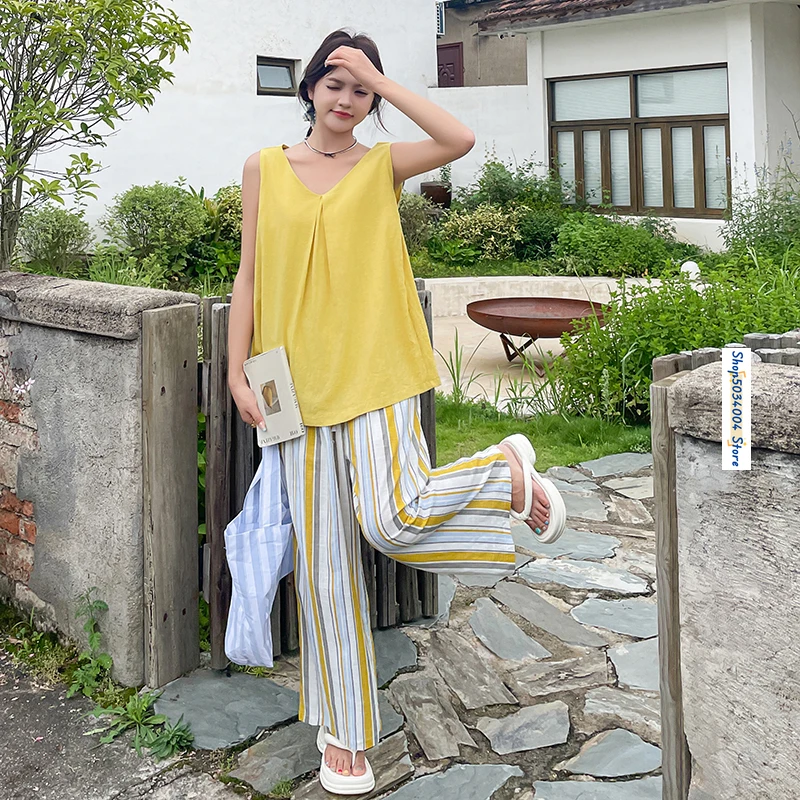 Женский Повседневный костюм из двух предметов желтая Свободная рубашка без