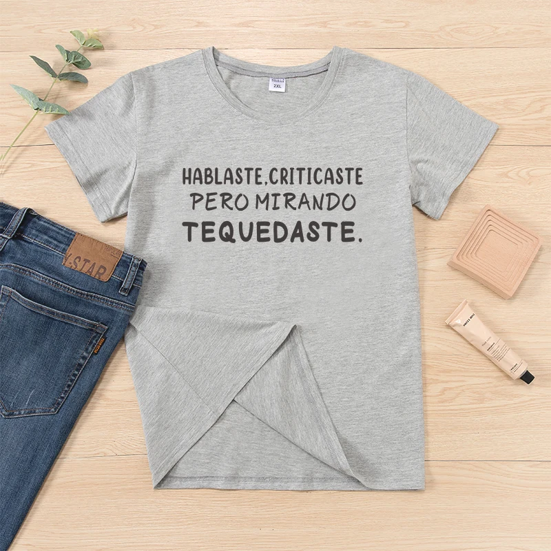 

Spanish camiseta mujer básico Phrase Letter Print Women T-shirts short sleeve cotton shirt lady tops clothes