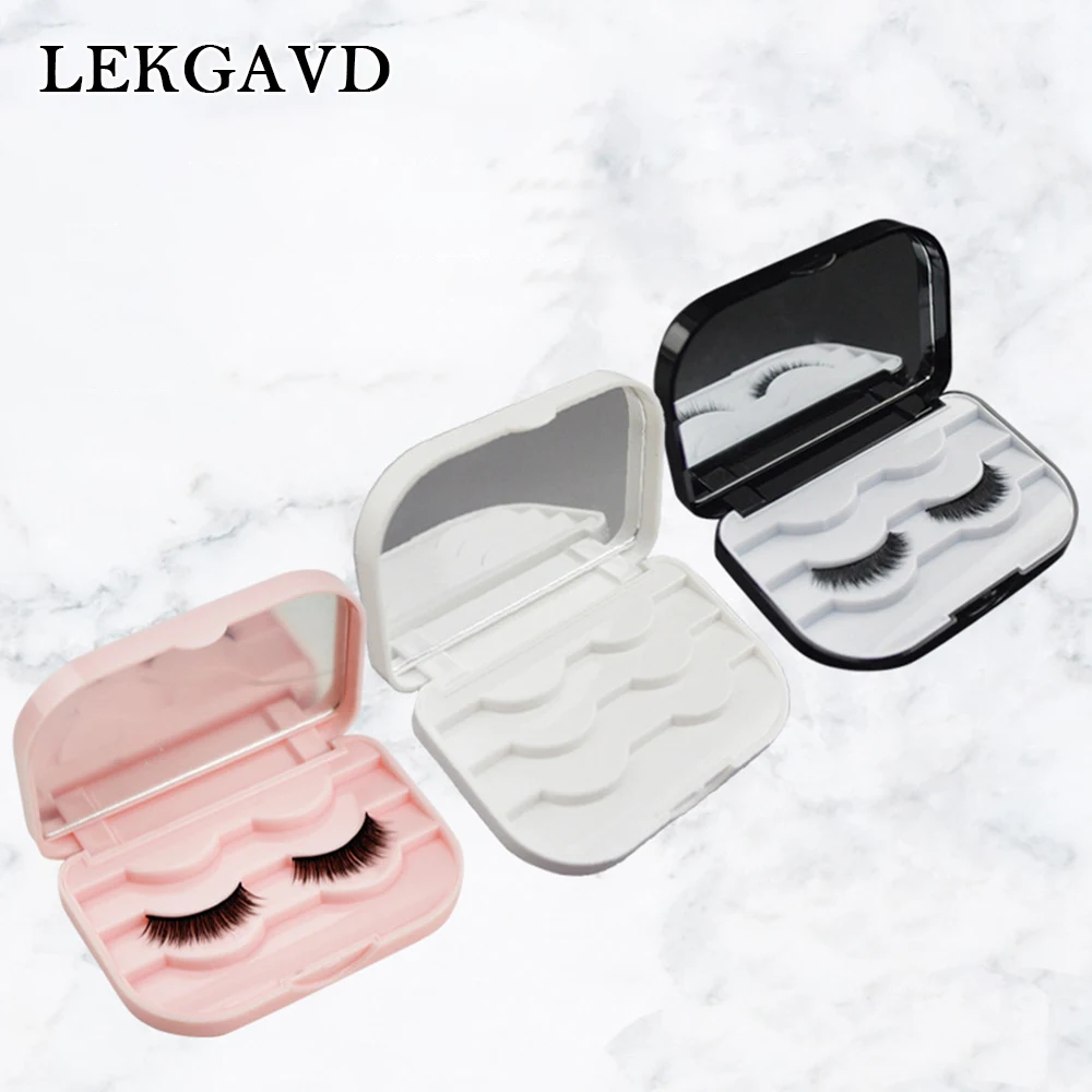 Plastic Makeup False Eyelashes Box Travel Empty Lashes Holder Case Container Storage Organizer Makeup Cosmetic With Mirror