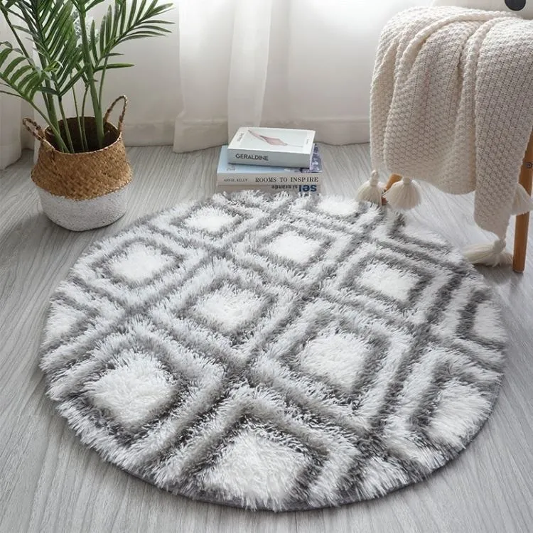 

Fluffy Round Plush Carpet Tent Rug Desk Foot Pad Hanging Basket Chair Floor Mat Fitness Yoga Rug Can Be Washed And Customized