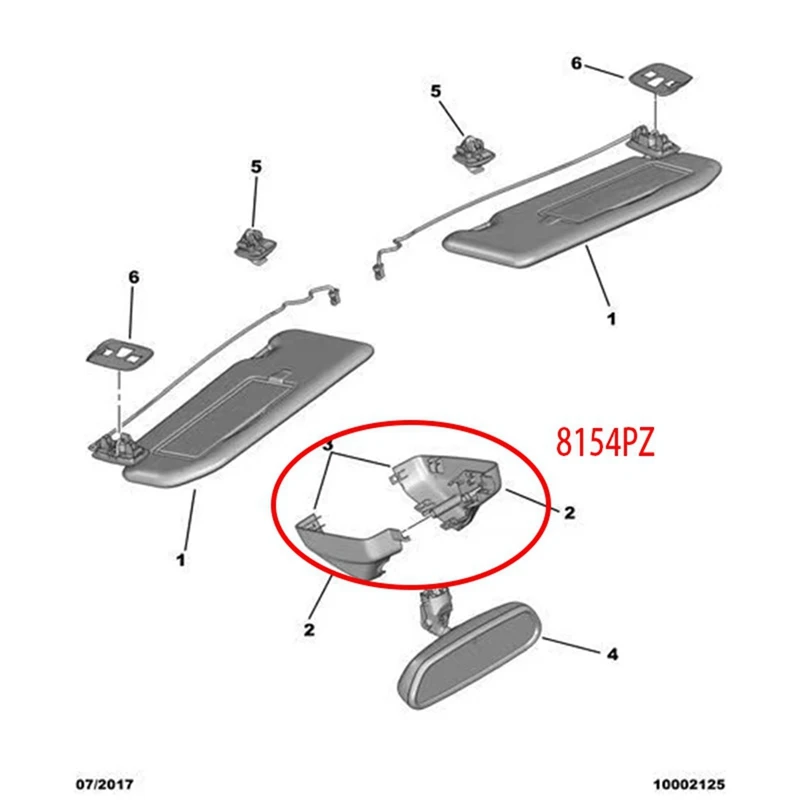 Для внутреннего зеркала заднего вида Peugeot 508 базовая крышка 8154PZ внутренний
