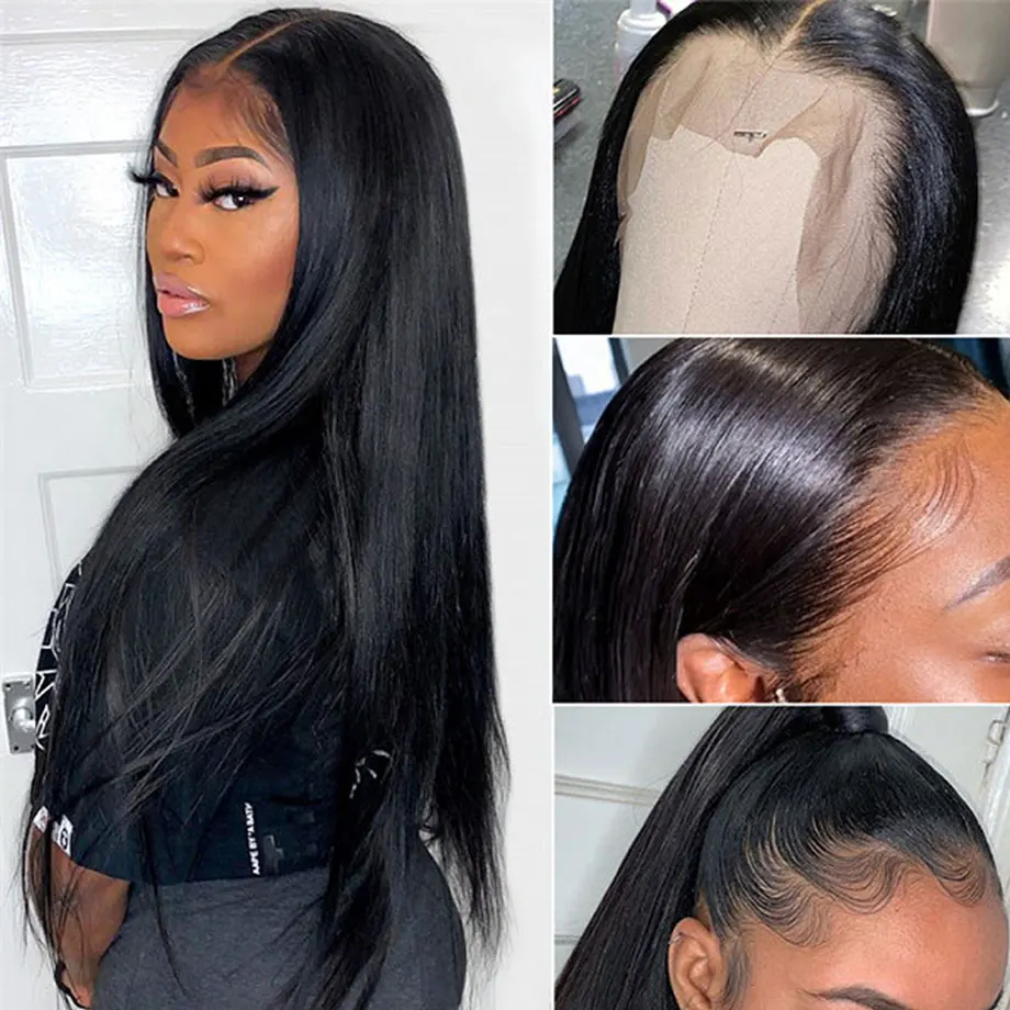 

Straight Lace Front Wig Human Hair Wigs 13x4 HD Transparent Lace Wigs for Black Women PrePlucked Wig 4X4 Lace Closure Wigs
