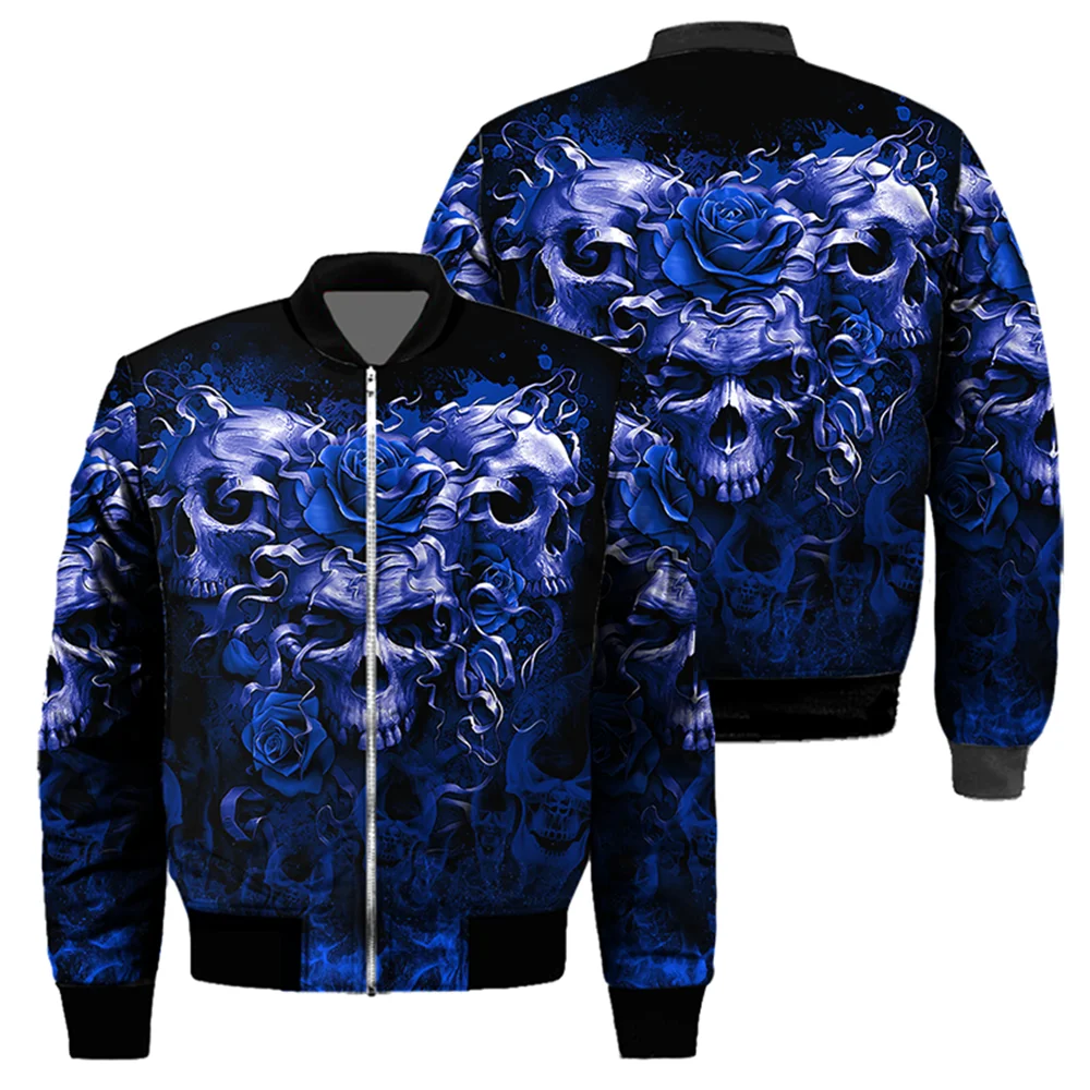 

Motorcycle With Skull Helmet Wrench Biker Cafe Racer Skull Men Bomber Jacket Flight Pilot Air Male Military Windbreaker XS-5XL