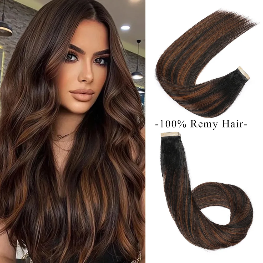 Прямая лента для наращивания волос, 10 А, уток кожи, бесшовная клейкая невидимая лента, концы 14-24 дюйма, высокая плотность, для всей головы