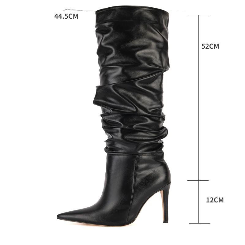 

2022New sexy elastic boots women 12cm thin high heels Black leather Short plush winter shoes 23 color large size over Knee Boots