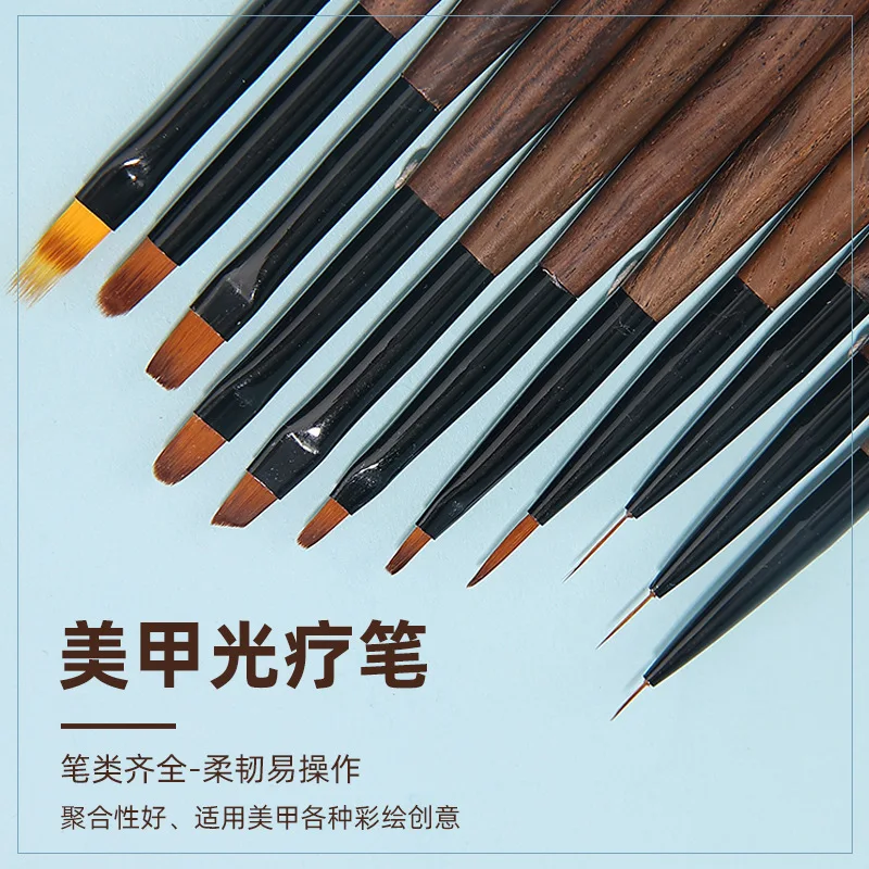 

New Japanese-style manicure brush full set Sandalwood rod painted pen carved flower pen gradient smudge crystal pen