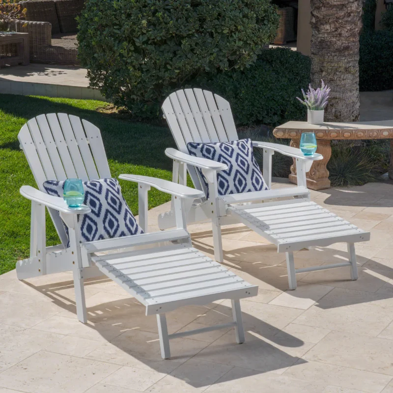 

Munoz Reclining Wood Adirondack Chair with Footrest, Set of 2, White