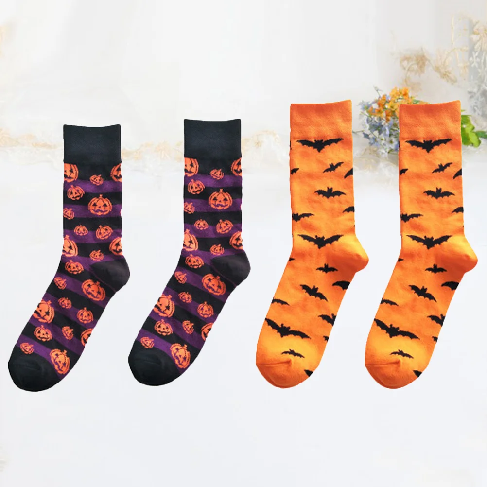 

Socks 2 Pairs Men Cotton Comfortable- calf Socks ( Free Size Bat Pumpkin for Each 1 Pairs )