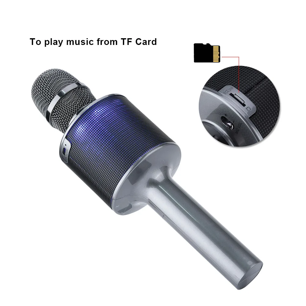 

Bluetooth-микрофон KTV для караоке, 4 часа пения, 2000 мА, серый