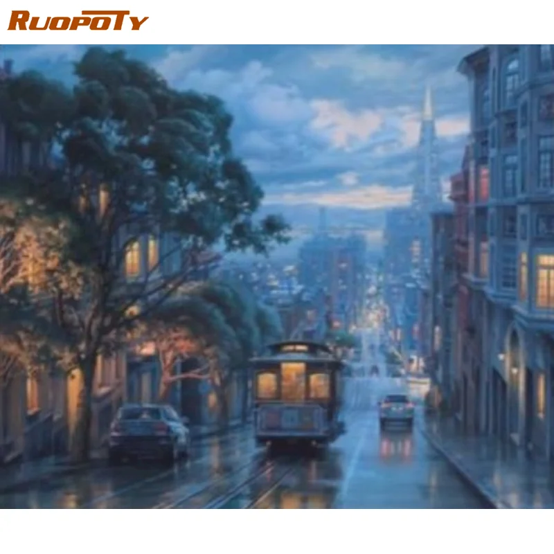 

RUOPOTY Diy Acrylic Paint By Numbers For Adults Scenery Drawing On Canvas Acrylic Paint Unique Gift Street Painting By Numbers A