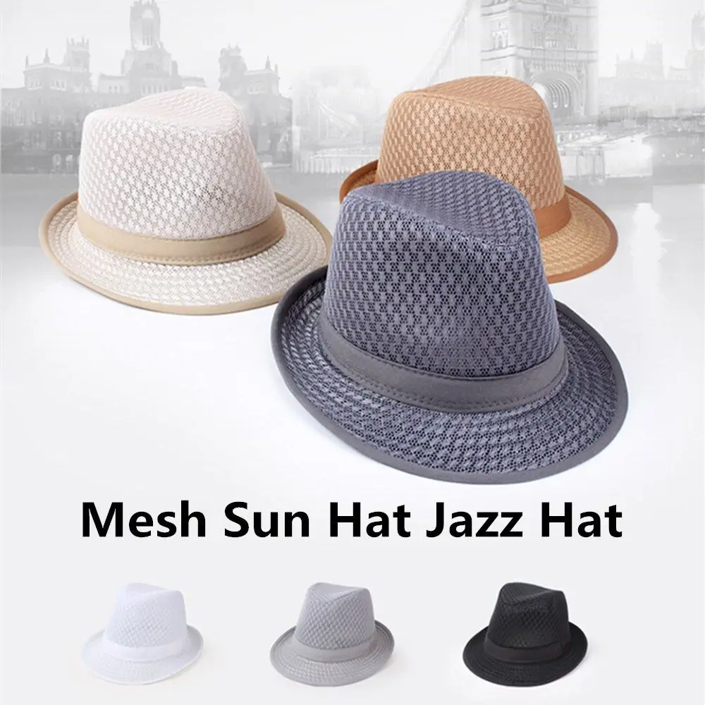 

Модная дышащая пляжная шляпа рыбака сетчатая шляпа от солнца Панама Кепка джазовая шляпа ковбойская шляпа Федора