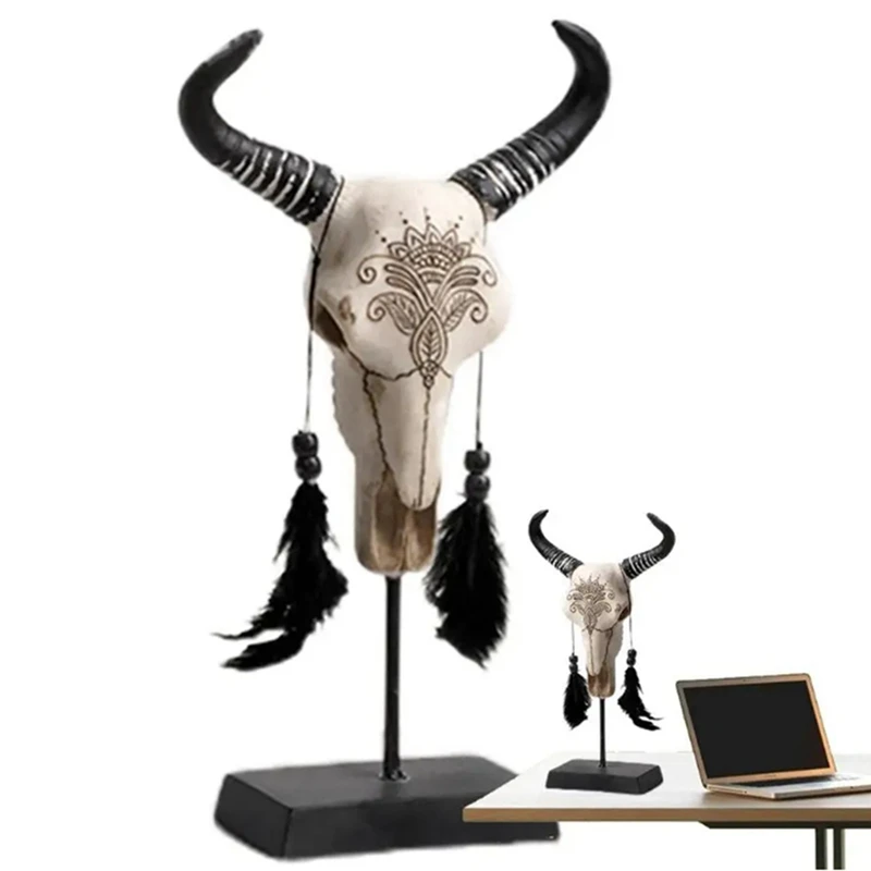 BMBY-Bull украшение в виде головы черепа рогатый Череп коровы с перьями искусство