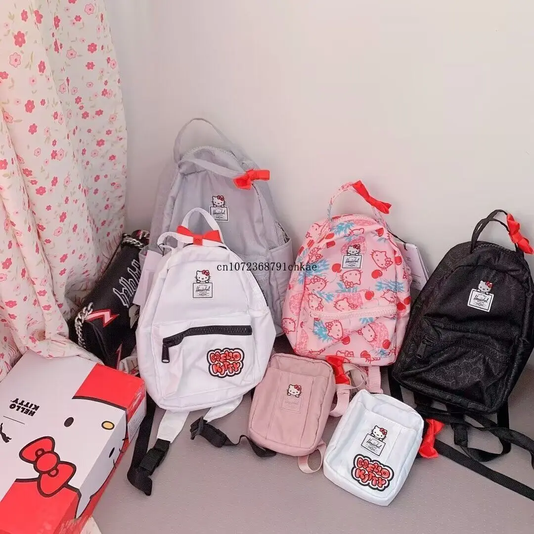 2023 New Hellokitty Backpack Trendy Brand Backpack Male and Female Cute Lightweight Backpack Schoolbag Student Schoolbag
