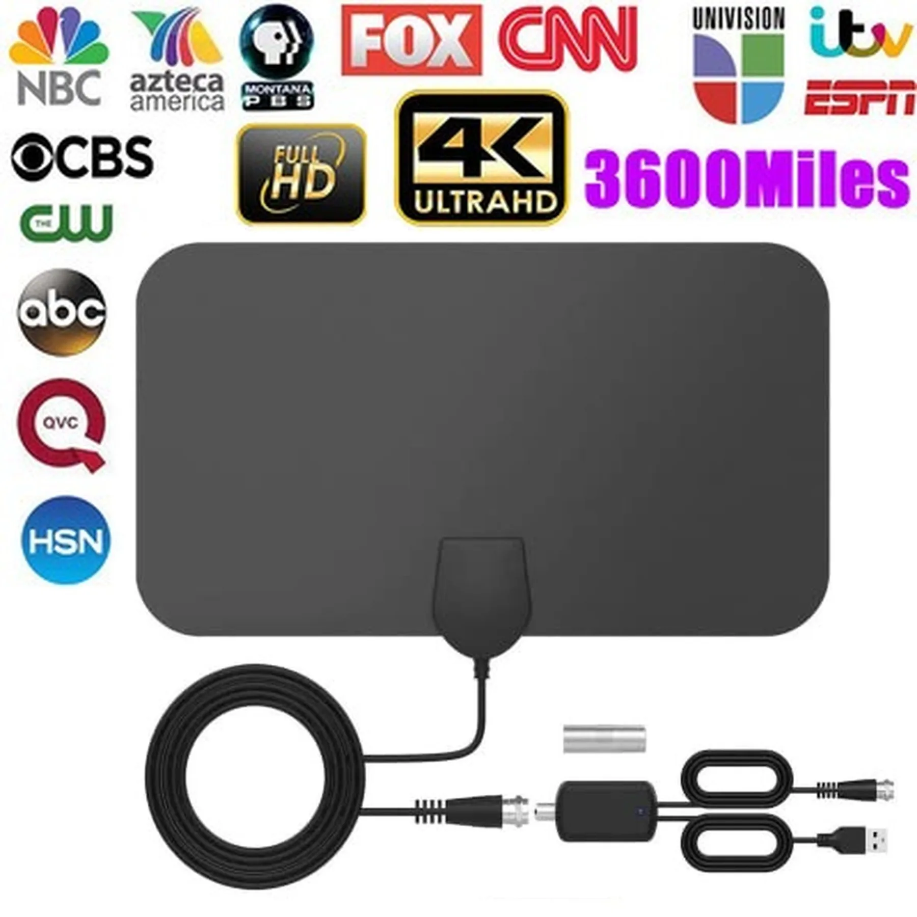 

3600 Miles 4K Digital DVB-T2 TV Antenna Indoor with Signal Amplifier DVB-T2 HDTV Antenna, CBS Freeview TV HD Digital Antenna