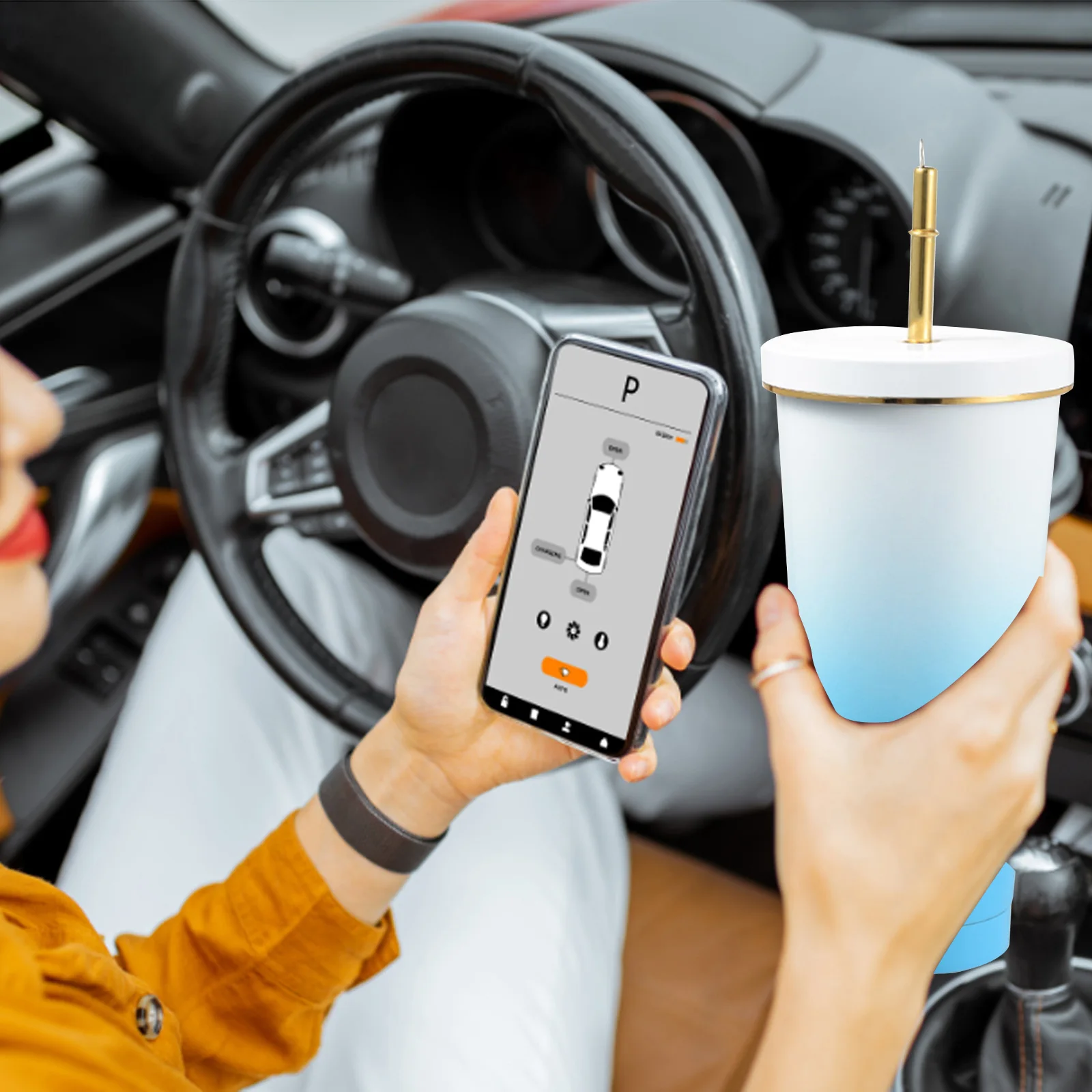 

750ml Car Water Cup Double-layer Straw Insulated Cup Stainless Steel Gradient Leakproof Drinkware Xmas Gifts for Fitness Outdoor