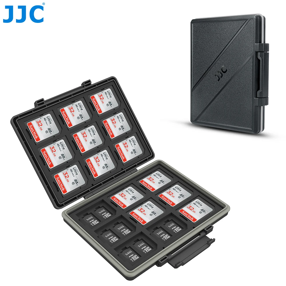 JJC 54 Slots SD Microsd Card Case Waterproof Memory Card Holder Anti-Static Storage Box for 18 SD Cards & 36 TF/Micro SD Cards