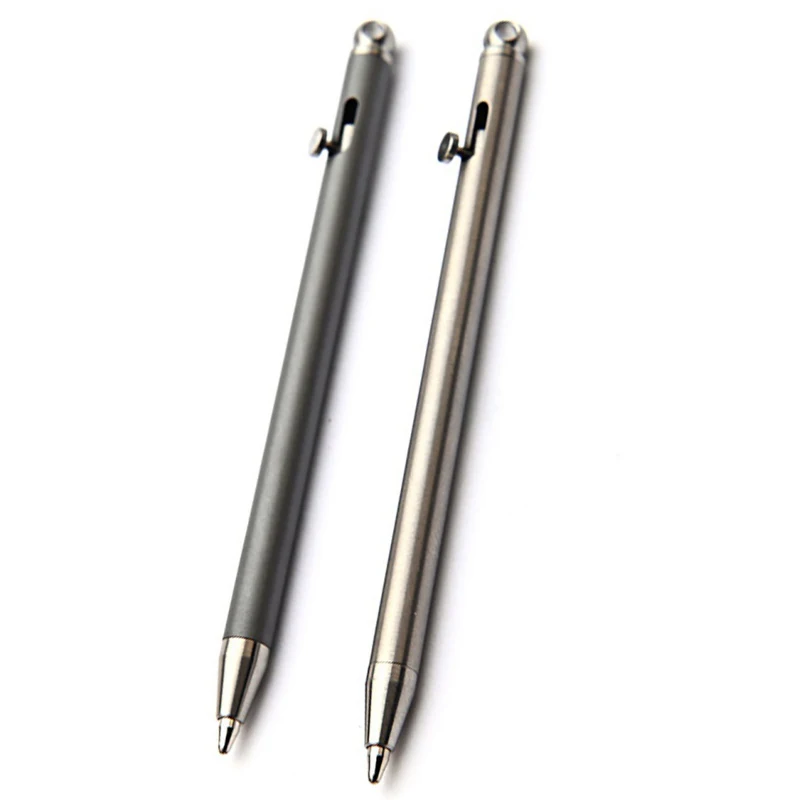 

1pc Mini Pure Titanium Pen Portable Black Ball Point Signature Pen Outdoor EDC Tools Travel Kit Keychain