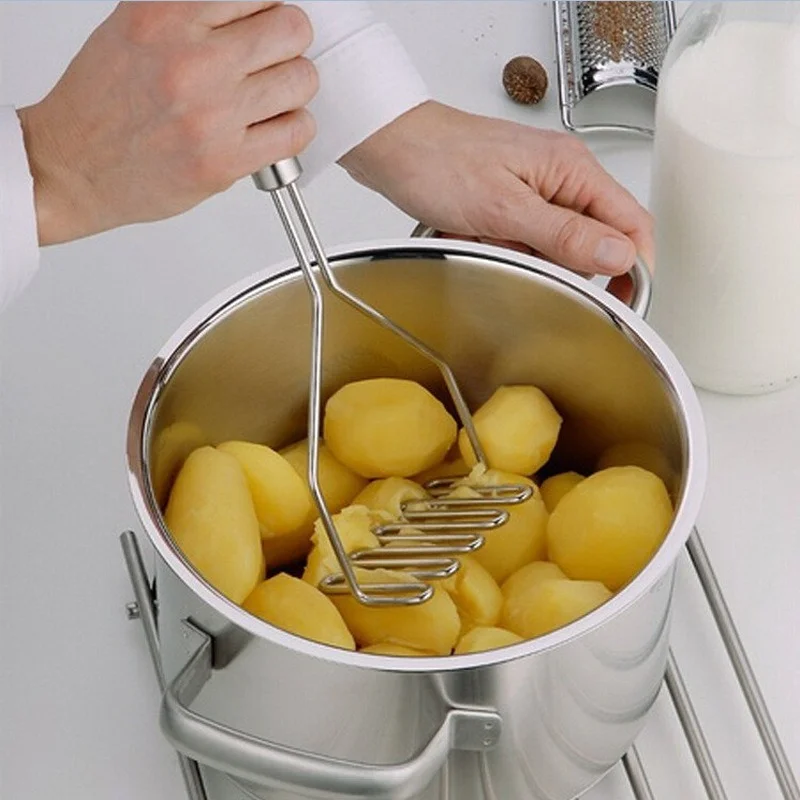 

304 Potato Press Stainless Steel Potato Press Manual Masher Kitchen Gadget Potato Garlic Press