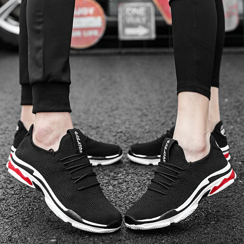 

Summer Men Casual White Running Shoes Korean Women Mesh Red Breathable Sport Sneakers for Student Plus Size 45 46