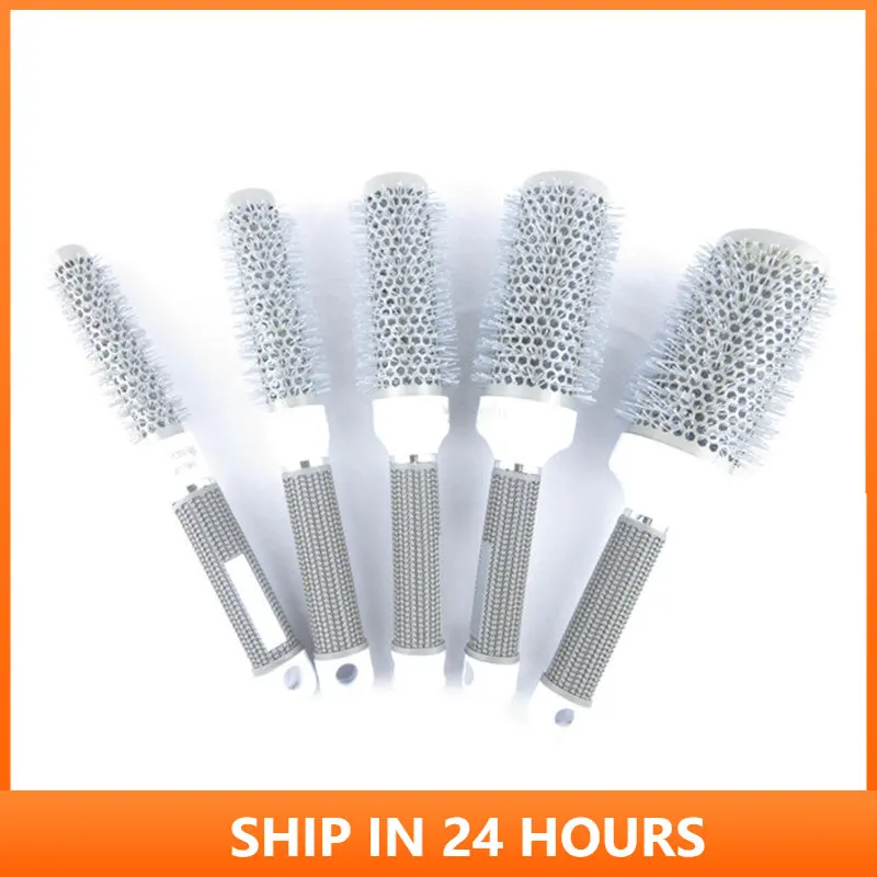 

Wholesale 5 Size Hair Comb Brushes High Temperature Resistant Ceramic Iron Round Comb Hair Styling Tool Hairbrush 30#216