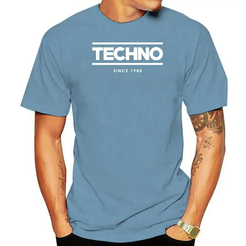 

TECHNO SINCE 1988 PRINTED MENS BLACK T-SHIRT CLUB EST CLASSIC MUSIC DETROIT TEE