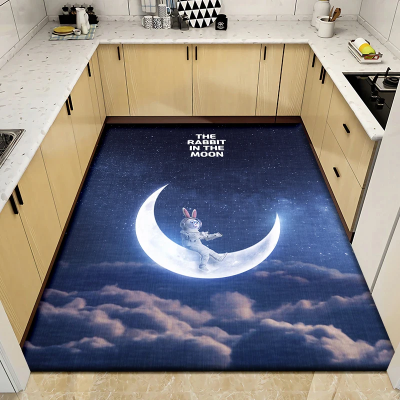 

Cartoon Astronaut Rabbit Large,Carpet Rug for Living Room Bedroom Sofa Decoration,Doormat Kitchen Non-slip Floor Mat picnic camp