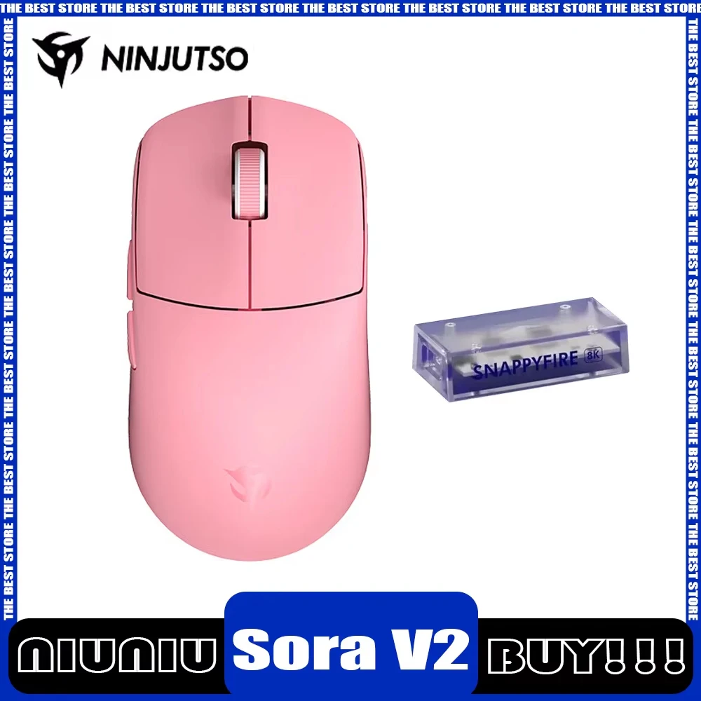 Беспроводная мышь ninютсо Sora V2 8k Return Paw3395 игровая с двойным режимом Fps легкая