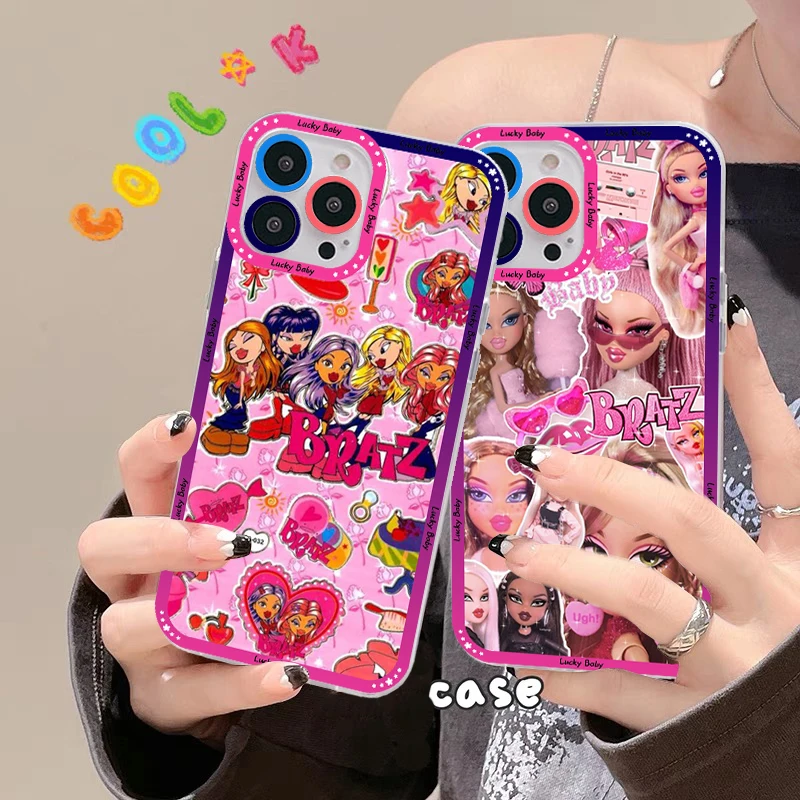 

Lovely Cartoon Fashion Bratz Doll Phone Case For IPhone 11 12 13 14 Mini Pro Max XR X XS TPU Clear Case For 8 7 6 Plus SE 2020