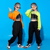 kid hip hop clothing hoodie sweatshirt crop top long sleeve t shirt streetwear cargo jogger pants for girl dance costume clothes