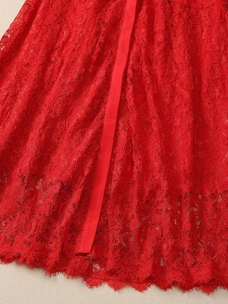 Женское офисное кружевное платье AELESEEN с отложным воротником